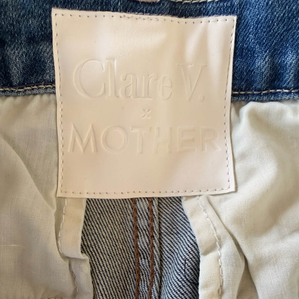 CLARE V x MOTHER PLEATED BELL PREP HEELED WIDE LEG JEANS PLAYING‎ IN PARIS SZ 28 - Picture 12 of 14